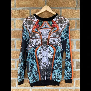 Clover Canyon Black Multi Royal Egg Vase Sheer Blouse small